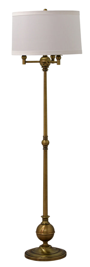 Essex 63" six-way floor lamp in antique brass