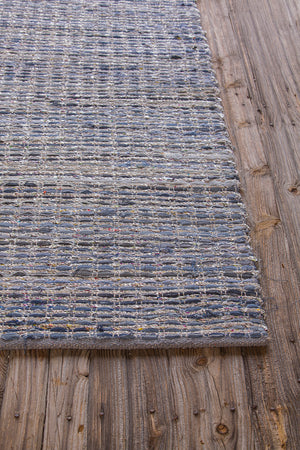 Chandra Rugs Easton 60% Cotton + 40% Foil Hand-Woven Contemporary Reversible Rug Blue 7'9 x 10'6