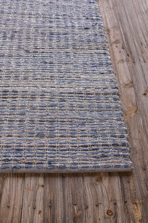 Chandra Rugs Easton 60% Cotton + 40% Foil Hand-Woven Contemporary Reversible Rug Blue 7'9 x 10'6