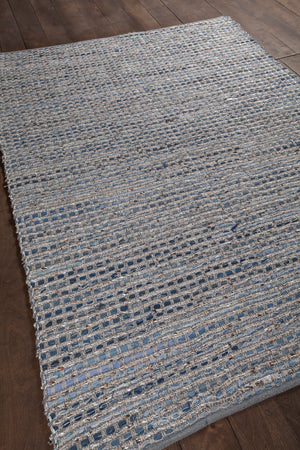 Chandra Rugs Easton 60% Cotton + 40% Foil Hand-Woven Contemporary Reversible Rug Blue 7'9 x 10'6