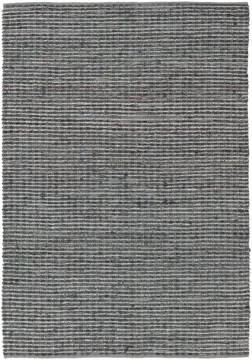 Chandra Rugs Easton 55% Leather + 35% Foil + 10% Cotton Hand-Woven Contemporary Reversible Rug Blue/Grey 7'9 x 10'6