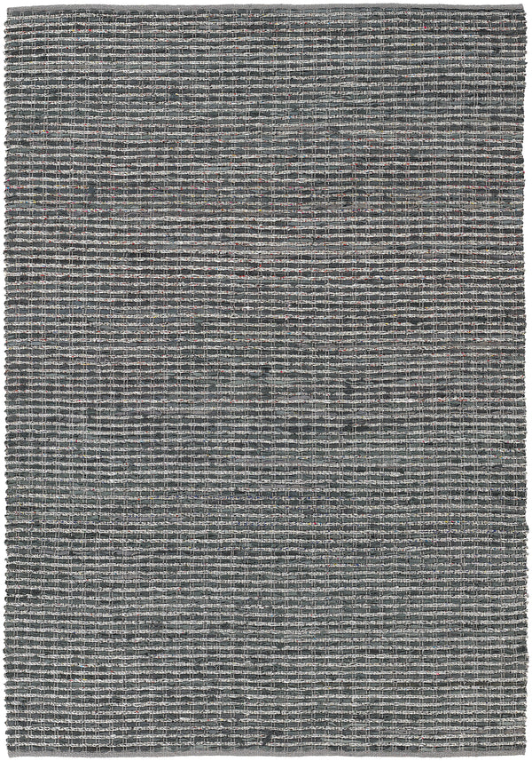 Chandra Rugs Easton 55% Leather + 35% Foil + 10% Cotton Hand-Woven Contemporary Reversible Rug Blue/Grey 7'9 x 10'6