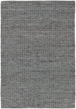 Chandra Rugs Easton 55% Leather + 35% Foil + 10% Cotton Hand-Woven Contemporary Reversible Rug Blue/Grey 7'9 x 10'6