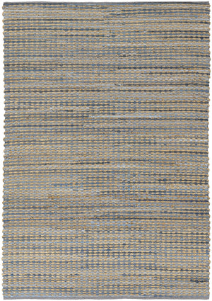 Chandra Rugs Easton 60% Cotton + 40% Jute Hand-Woven Contemporary Reversible Rug Blue/Tan/Grey 7'9 x 10'6