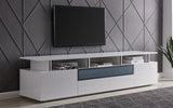 Taylor Tv Unit High Gloss White With Gray Glass Middle Drawer 2 Middle Drawers And 2 Side Drawer...