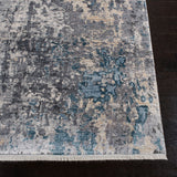 Eclipse 100 Eclipse 128 Contemporary Power Loomed 80% Viscose & 20% Acrylic Rug Grey / Blue