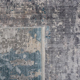 Eclipse 100 Eclipse 128 Contemporary Power Loomed 80% Viscose & 20% Acrylic Rug Grey / Blue