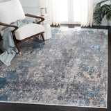 Eclipse 100 Eclipse 128 Contemporary Power Loomed 80% Viscose & 20% Acrylic Rug Grey / Blue