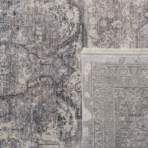 Eclipse 100 Eclipse 134 Transitional Power Loomed 80% Viscose & 20% Acrylic Rug Ivory / Charcoal