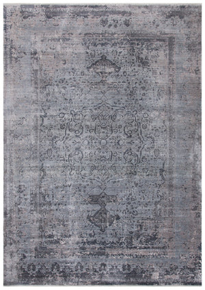 Eclipse 100 Eclipse 134 Transitional Power Loomed 80% Viscose & 20% Acrylic Rug Grey / Charcoal