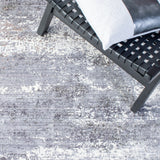 Eclipse 100 Eclipse 155 Contemporary Power Loomed 80% Viscose & 20% Acrylic Rug in Charcoal, Grey 9ft x 13ft