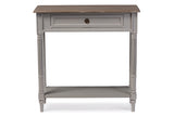 Edouard French Provincial Style White Wash Distressed Console Table