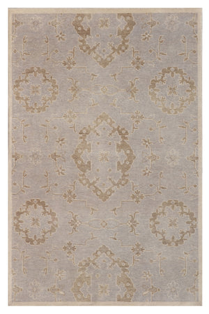 Chandra Rugs Eden 80% Wool + 20% Cotton Hand-Knotted Traditional Rug Beige/Green 7'9 x 10'6