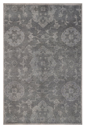 Chandra Rugs Eden 80% Wool + 20% Cotton Hand-Knotted Traditional Rug Grey 7'9 x 10'6