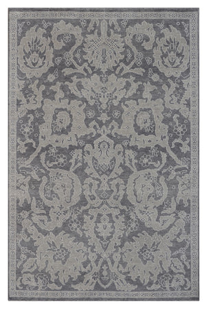 Chandra Rugs Eden 80% Wool + 20% Cotton Hand-Knotted Traditional Rug Grey/Black 7'9 x 10'6