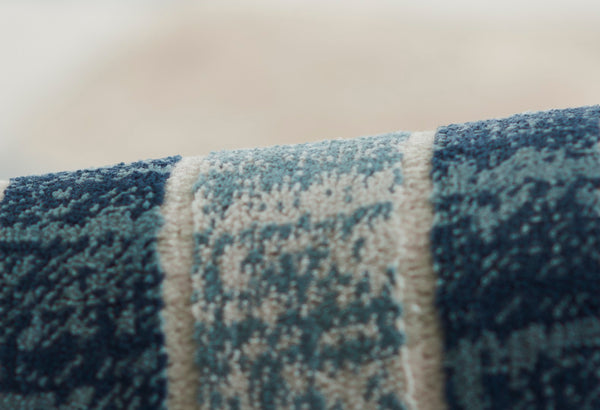 Momeni Edition EDI-1 Machine Made Contemporary Geometric Indoor Area Rug Blue 8'11" x 12'6" EDITIEDI-1BLU8BC6