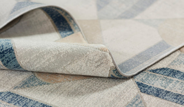 Momeni Edition EDI-1 Machine Made Contemporary Geometric Indoor Area Rug Blue 8'11" x 12'6" EDITIEDI-1BLU8BC6