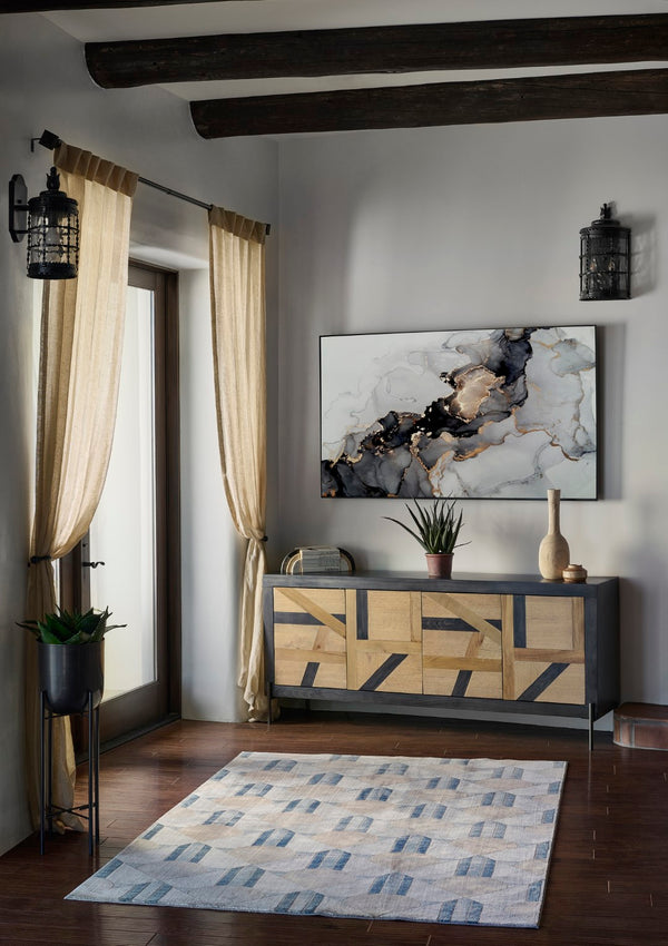 Momeni Edition EDI-1 Machine Made Contemporary Geometric Indoor Area Rug Blue 8'11" x 12'6" EDITIEDI-1BLU8BC6