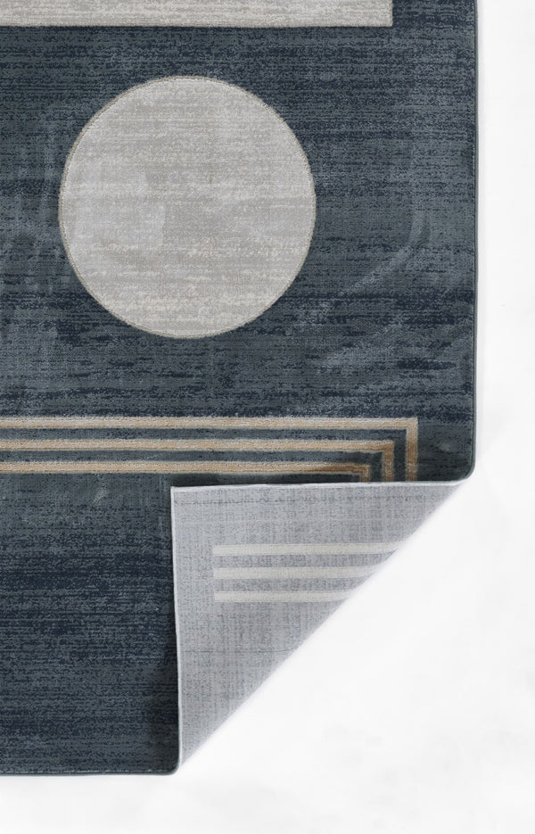 Momeni Edition EDI-3 Machine Made Contemporary Geometric Indoor Area Rug Blue 8'11" x 12'6" EDITIEDI-3BLU8BC6