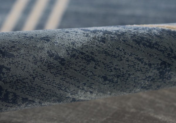 Momeni Edition EDI-3 Machine Made Contemporary Geometric Indoor Area Rug Blue 8'11" x 12'6" EDITIEDI-3BLU8BC6