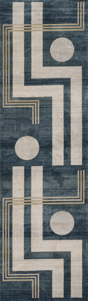 Momeni Edition EDI-3 Machine Made Contemporary Geometric Indoor Area Rug Blue 8'11" x 12'6" EDITIEDI-3BLU8BC6