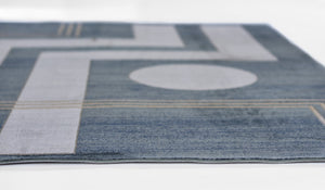 Momeni Edition EDI-3 Machine Made Contemporary Geometric Indoor Area Rug Blue 8'11" x 12'6" EDITIEDI-3BLU8BC6