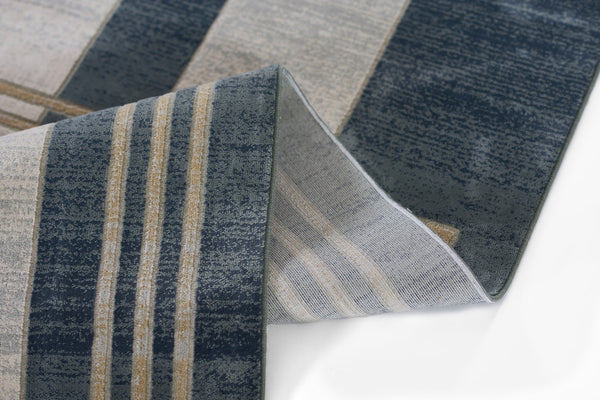 Momeni Edition EDI-3 Machine Made Contemporary Geometric Indoor Area Rug Blue 8'11" x 12'6" EDITIEDI-3BLU8BC6