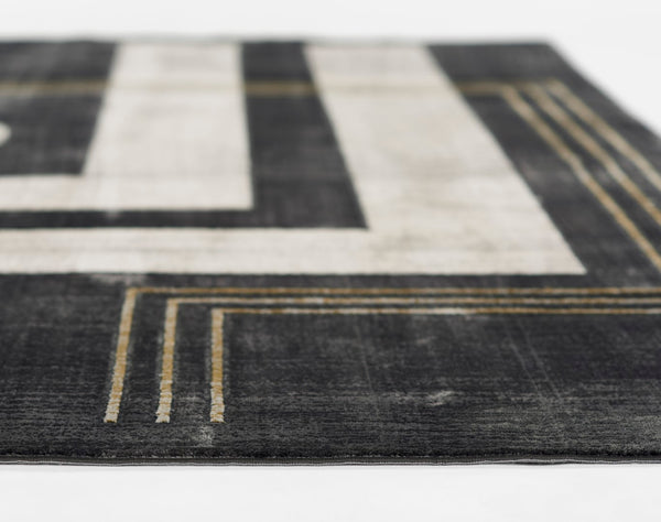 Momeni Edition EDI-3 Machine Made Contemporary Geometric Indoor Area Rug Charcoal 8'11" x 12'6" EDITIEDI-3CHR8BC6