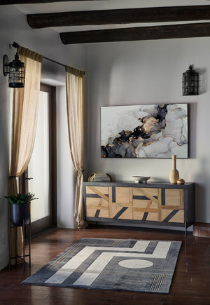 Momeni Edition EDI-3 Machine Made Contemporary Geometric Indoor Area Rug Charcoal 8'11" x 12'6" EDITIEDI-3CHR8BC6