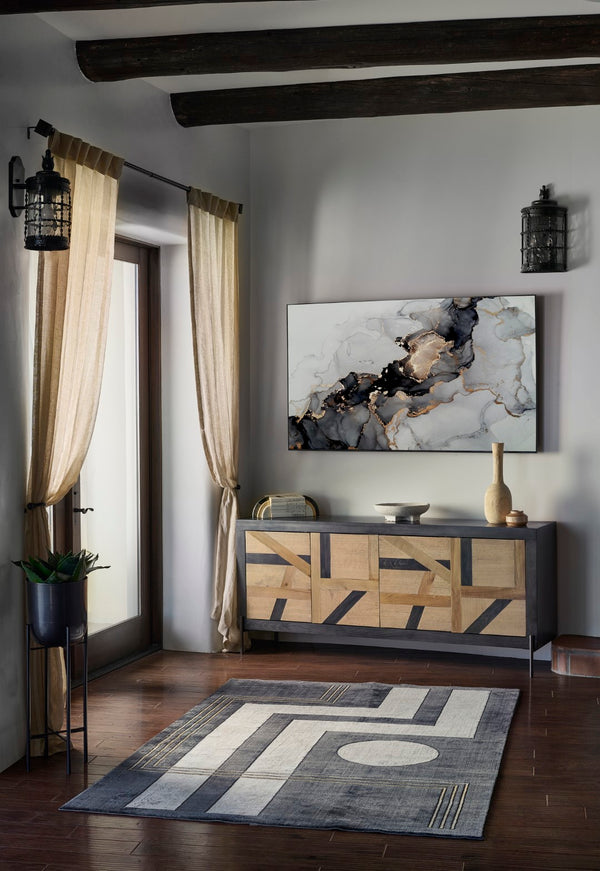 Momeni Edition EDI-3 Machine Made Contemporary Geometric Indoor Area Rug Charcoal 8'11" x 12'6" EDITIEDI-3CHR8BC6