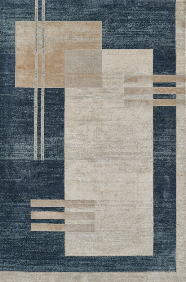 Momeni Edition EDI-4 Machine Made Contemporary Geometric Indoor Area Rug Blue 8'11" x 12'6" EDITIEDI-4BLU8BC6