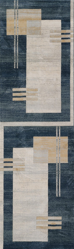 Momeni Edition EDI-4 Machine Made Contemporary Geometric Indoor Area Rug Blue 8'11" x 12'6" EDITIEDI-4BLU8BC6
