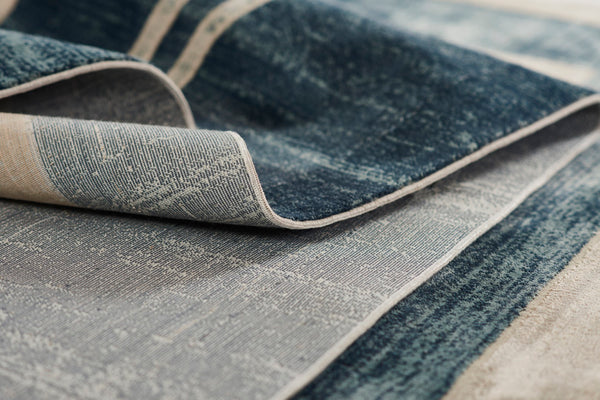 Momeni Edition EDI-4 Machine Made Contemporary Geometric Indoor Area Rug Blue 8'11" x 12'6" EDITIEDI-4BLU8BC6