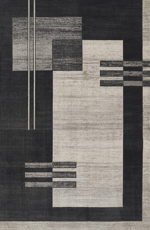 Momeni Edition EDI-4 Machine Made Contemporary Geometric Indoor Area Rug Charcoal 8'11" x 12'6" EDITIEDI-4CHR8BC6