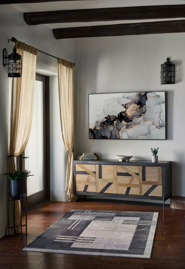 Momeni Edition EDI-4 Machine Made Contemporary Geometric Indoor Area Rug Charcoal 8'11" x 12'6" EDITIEDI-4CHR8BC6