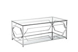 Shatana Home Edward Rectangular Coffee Table High Polish Steel