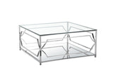 Shatana Home Edward Square Coffee Table High Polish Steel