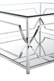 Shatana Home Edward Square Coffee Table High Polish Steel