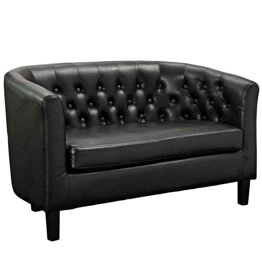 Prospect Upholstered Vinyl Loveseat Black EEI-1043-BLK
