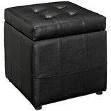 Volt Storage Upholstered Vinyl Ottoman Black EEI-1044-BLK