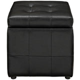 Volt Storage Upholstered Vinyl Ottoman Black EEI-1044-BLK