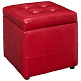 Volt Storage Upholstered Vinyl Ottoman Red EEI-1044-RED