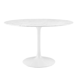 Modway Furniture Lippa 47" Round Artificial Marble Dining Table Default Title EEI-1131-WHI