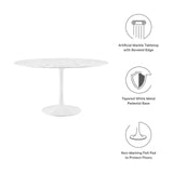 Modway Furniture Lippa 54" Round Artificial Marble Dining Table Default Title EEI-1132-WHI