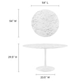 Modway Furniture Lippa 54" Round Artificial Marble Dining Table Default Title EEI-1132-WHI