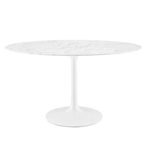 Modway Furniture Lippa 54" Oval Artificial Marble Dining Table Default Title EEI-1134-WHI