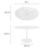 Modway Furniture Lippa 54" Oval Artificial Marble Dining Table Default Title EEI-1134-WHI