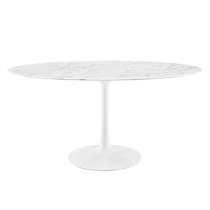 Modway Furniture Lippa 60" Oval Artificial Marble Dining Table Default Title EEI-1135-WHI