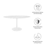 Modway Furniture Lippa 60" Oval Artificial Marble Dining Table Default Title EEI-1135-WHI