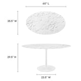 Modway Furniture Lippa 60" Oval Artificial Marble Dining Table Default Title EEI-1135-WHI